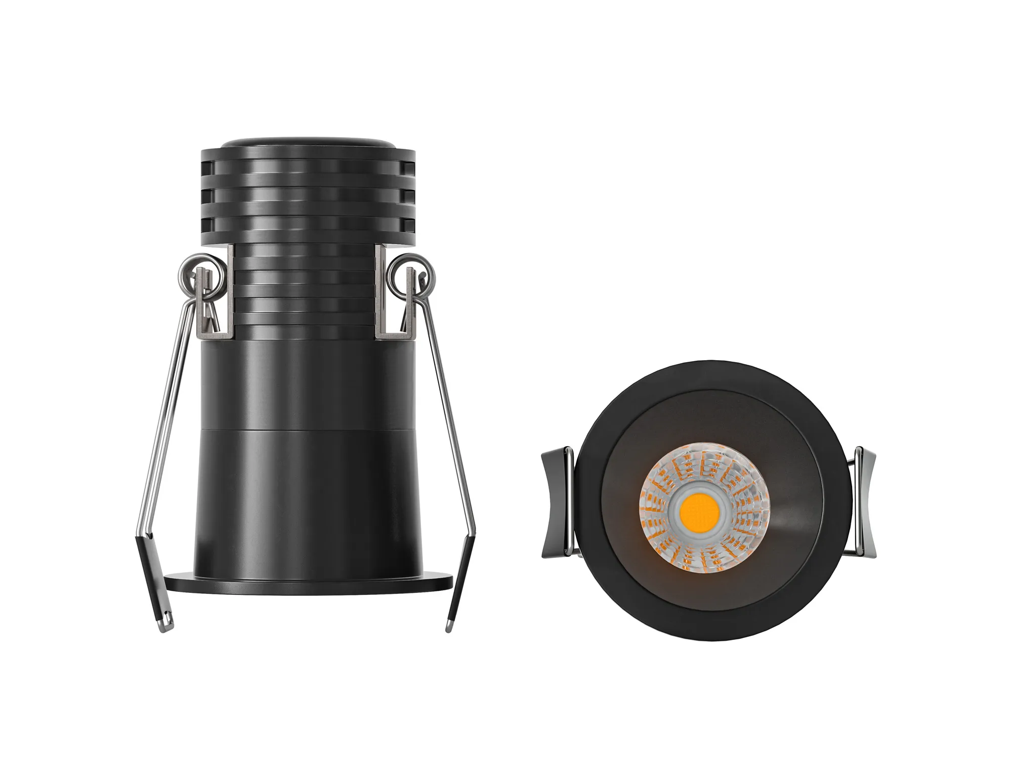 M9268  Cane 6cm Spotlight, 7W LED, 3000K, 525lm, Black, Cut Out: 45mm, Driver Included